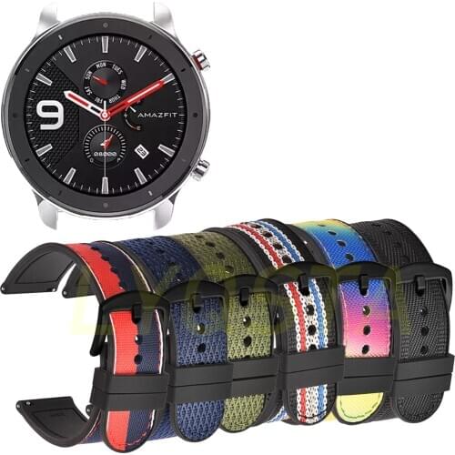 22mm Rubber Silicone Watch Bracelets Nylon Watch band For Xiaomi Huami Amazfit GTR 47mm/Haylou Solar LS05/Amazfit Stratos 3/2/2S