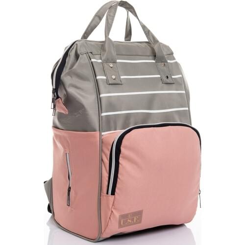 U.S.F Mother Baby Care Backpack Gray-Pink