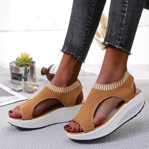 Women Sandals 2021 Summer Fashion Casual Women New Shoes Fish Mouth Large Size Mesh Breathable Ladies Sandals Sandalias Mujer