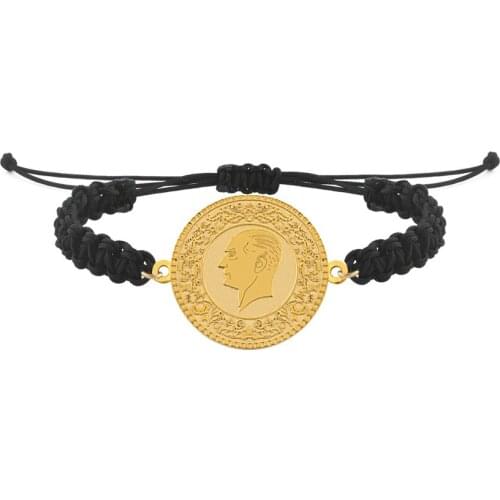 Ataturk Formal Pattern Drawstring Silver Bracelet DN314