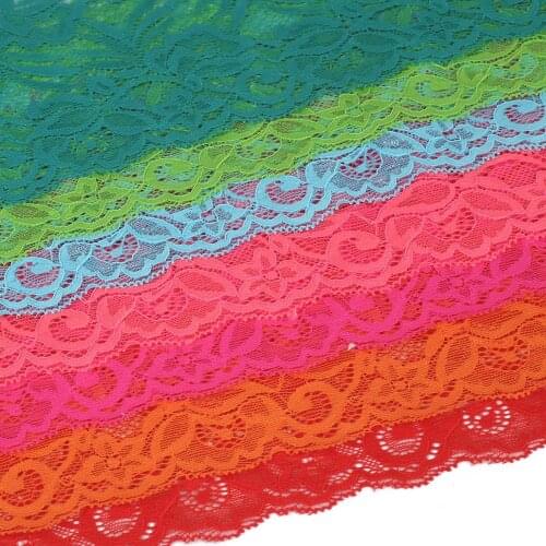 Width Approx 15cm 2 Yards/lot Multicolor Elastic Lace Ribbon Trim Fabric , for DIY Garment Accessories Sewing Trim Wedding Lace