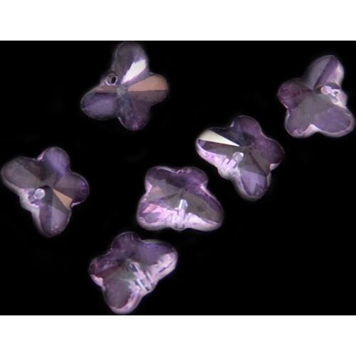 Lilac Color Glass Butterfly Octagon Beads Pendants 200PCS/Lot 14mm With 1 Hole For Wedding/Home Tree Decoration