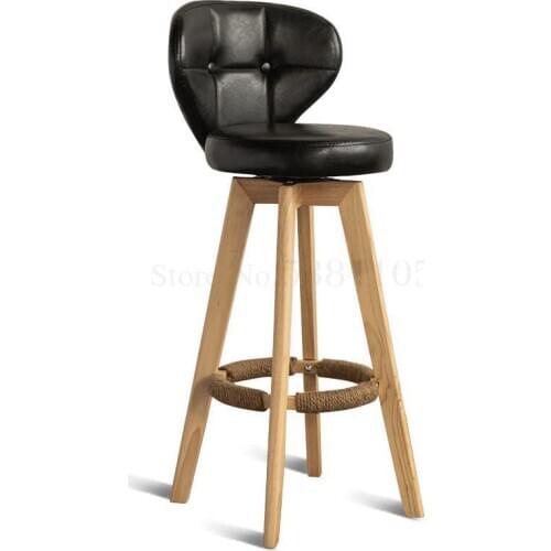 Nordic Bar Chair Modern Simple Home Bar Chair Backrest High Chair Solid Wood Rotating High Chair Bar