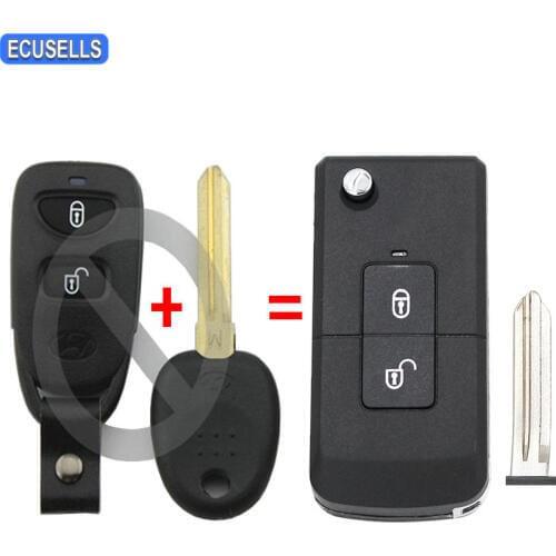 2 Button Folding Flip Super Small Style Remote Key Shell Case Smart Car Key Housing Cover For Hyundai Santa Fe with Uncut Blade