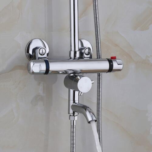 2018 Rushed Brass Three Ways For Thermostatic Faucet Shower Bath Cold And Hot Water Mixer Short Nose Double Handle Tap