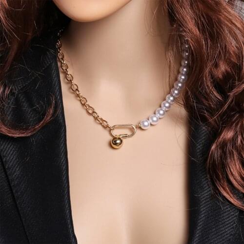 Vintage Pearl Womens Neck Chain Necklaces For Women Geometric New Design Pendant Choker Necklace Gold Metal Party Gifts Jewelry
