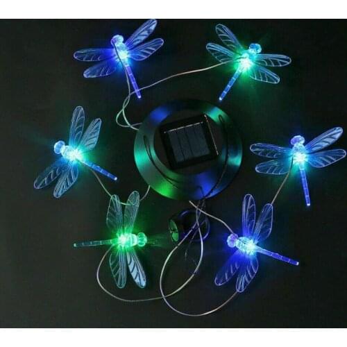 Colorful Solar LED dragonfly Wind Chime Light Wind Spinner Hanging Light For Home Party Night Yard Decor Garden Yard Decoration