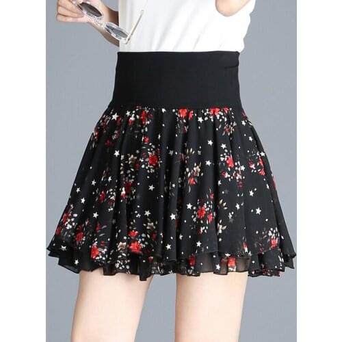 5 Colors 2021 Summer New Womens Fashion Floral Skirt High Waist Stretch Umbrella Skirt Anti-exhaust Miniskirt