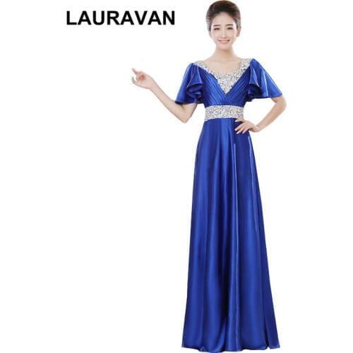 Special occasion elegant 2020 women plus size robe de soiree royal Blue bridesmaid formal long blue dresses gowns cap sleeves