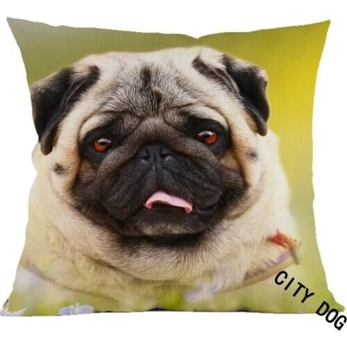 Pet animal Painting art linen Pug pillow case Cushion cover Hotel office bar car sofa pillow cushion covers