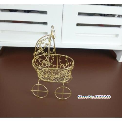 Golden Baby carriage candy holder ,Candle holder Wedding favor, Newborn Gift Baby carriage Candle holder 100pcs/lot