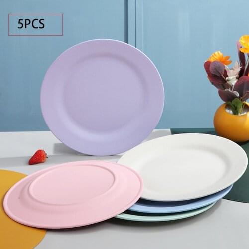5pcs Dinner Plate Set Nordic pastoral style Steak Large Pasta Plates Wheat Straw Salad Dinnerware Reusable Dessert Tableware