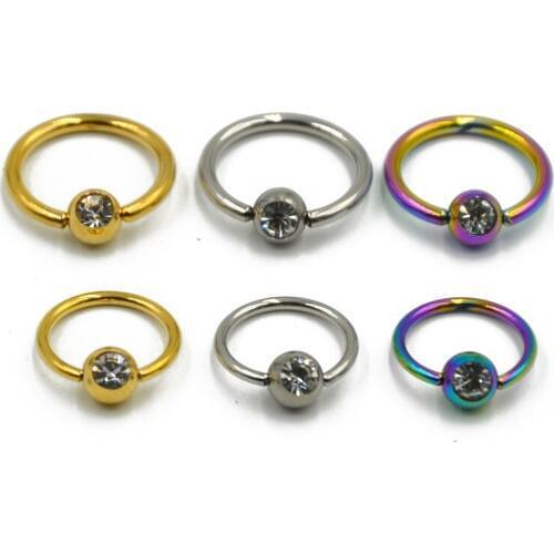 1PC Stainless CBR Piercings BCR Gem Closure Nipple Lip Eyebrow Nose Ring Crystal Daith Rook Ear Septum Helix Tragus Piercings