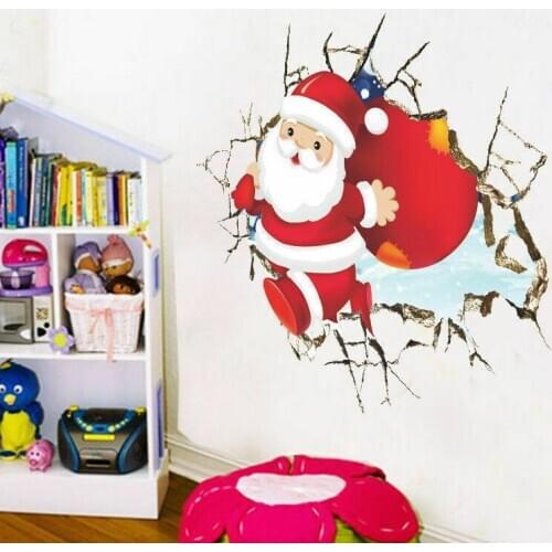 1PCS Merry Christmas Wall Stickers Decoration Santa Claus Gifts Window Wall Stickers Removable Vinyl Wall Decals Xmas Decor