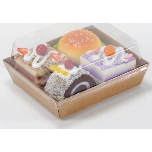 100pcs/lot Sandwich Box Salad Dessert Hotdog Cake Packaging Boxes with Transparent Lids Kraft Cardboard Paper Gift Box ZA3885