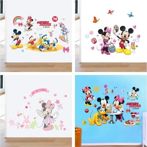3D Cartoon Disney Mickey Minnie Wall Stickers For Kids Room Bedroom Wall Decoration Princess Room Sticker