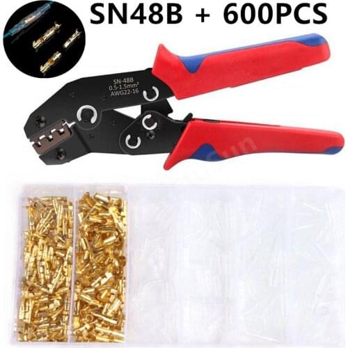 400/600PCS Bullet Terminals Car Auto Motorcycle Crimp Terminals Electrical Wire Connectors Bullet Connectors SN48B Crimping Kit