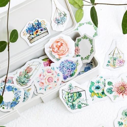 46PCS/PACK Kawaii Cute Flower Plant Stickers Marker Planner Diary Stationery Scrapbooking School Supplies Bullet Journal sl1457