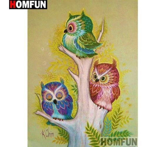 HOMFUN Full Square/Round Drill 5D DIY Diamond Painting "Cartoon owl" 3D Embroidery Cross Stitch 5D Home Decor A13580