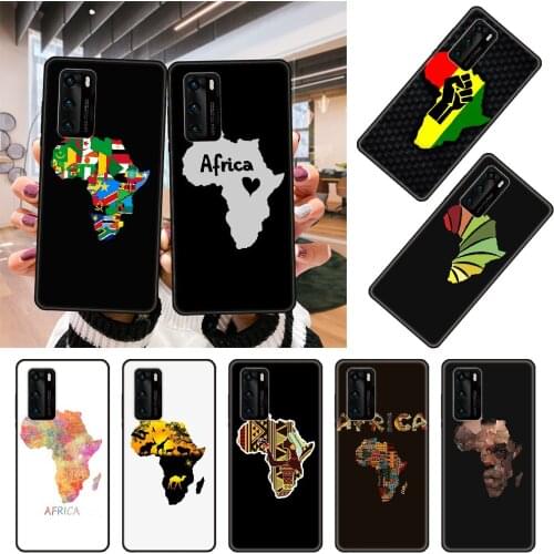 Phone Case For Huawei P4 P10 P30 P20 Lite P Smart Z Pro Black Cover Coque Art Etui Tpu Shell Soft Prime 3D Africa Map Contour