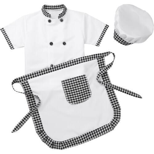 Kid Costume for Chef Uniform Jacket Hat Cap Children Cosplay Kitchen Restaurant Clothing Performance Boys Girls Cook Costume