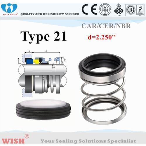 Dia 2.25 inch seal Equal to Johncrane Type 21 with cup/boot stationary seat elastomer bellow mechanical seal vulcan 11