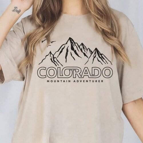 Kuakuayu HJN Colorado Mountain Graphic Tees Female Vintage Aesthetic T Shirt Oversized Streetwear Tshirts Women Casual Clothing