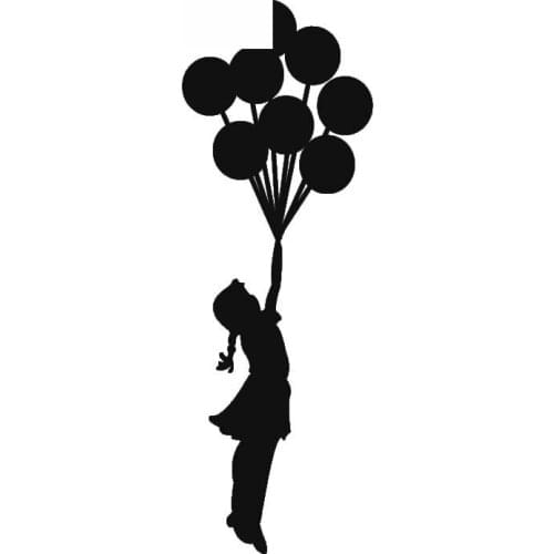 Personality Car Stickers Funny Little Girl Holding Balloons PVC Car Decoration Stickers Waterproof Cover Scratches Black/white