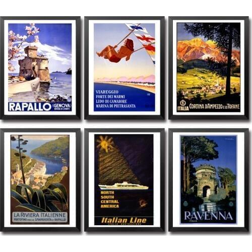 Italy Rapallo Ravenna Genoa Merano Venezia Rome Padova Vintage Travel Poster