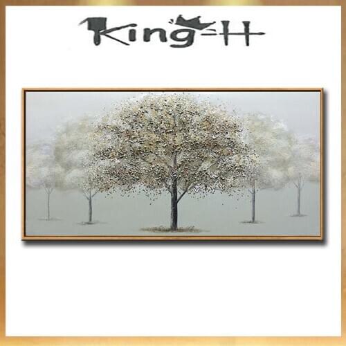 Natural suburban landscape Hand painted canvas oil painting white flowers wall art picture home decor for living room bedroom