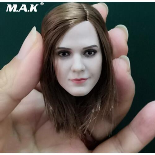 Collectible 1/6 Scale Female Head Sculpt Emma Watson Hermione Head Carved Model Straight Hair Version for 12'' Action Figure