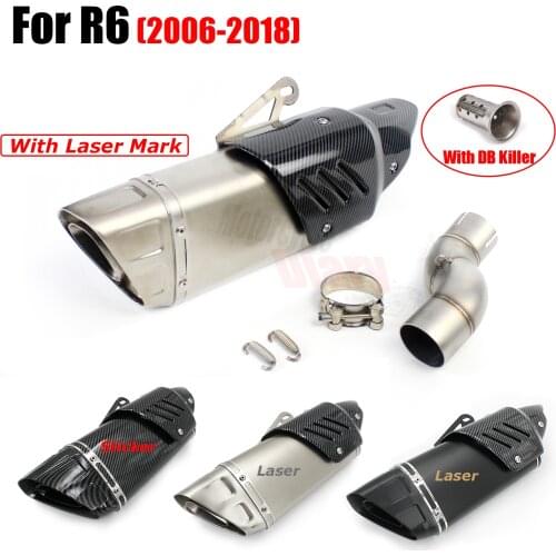 1Set Silp-on For YAMAH R6 2006-2018 AK Akrapovicc Motorcycle Exhaust Middle Link Pipe Escape Motor Modified Muffler Motorcross