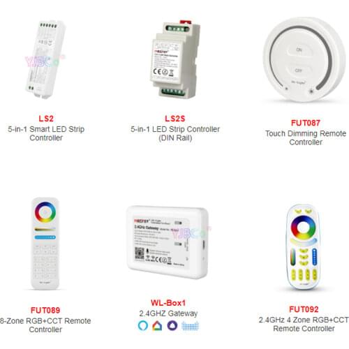 Miboxer DC12V 24V DIN Rail 5 IN 1 LED Strip Controller Single color/CCT/RGB/RGBW/RGB CCT Lamp Tape Lighting dimmer Black shell
