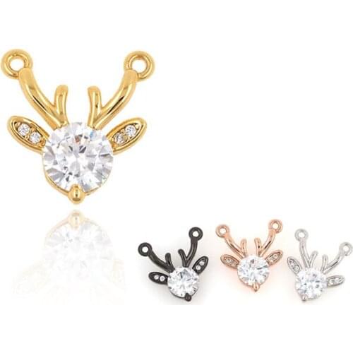 Big CZ Antler Pendant, Valentines Engagement Necklace, Big Diamond Jewelry, Anniversary Gift 13x12x3.7mm