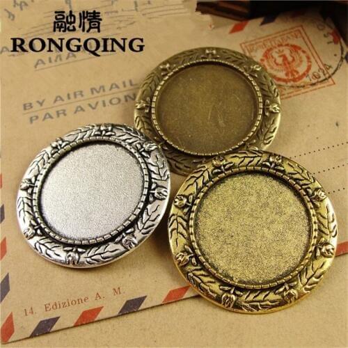 RONGQING 25mm Trendy Flower Pattern Round Circle Brooch Bases 20pcs/lot Blanks Cabochon Setting