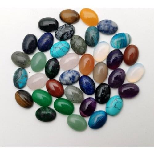 Fashion 10x14MM Natural stone mixed Cabochon Oval and Water drop Bead Necklace ring accessories no hole 50Pcs/lot Free shipping