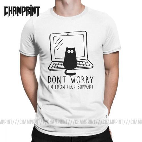 Mens I'm From Tech Support T Shirts Cats Geek Programming Engineering Software Engineer Cotton Tops Funny Tee Plus Size T-Shirt