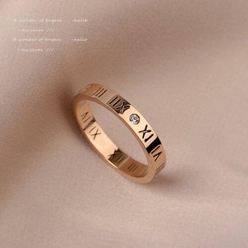 2021 New Classic Roman Digital Titanium Steel Rings Korean Fashion Jewelry Gothic Girls Sexy Finger Set Accessories For Woman