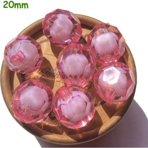 Wholesale 110pcs 20mm Baby Pink Round Faceted beads Acrylic beads For DIY Bracelet bangle making