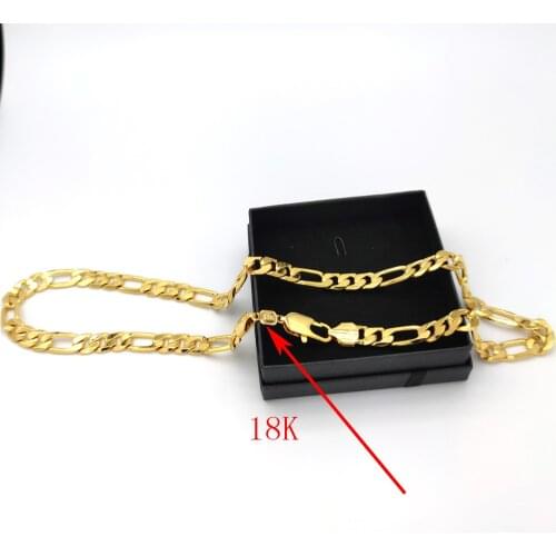 Necklace 10 mm * 600 mm 24 inch Mens 18 k Stamp Solid Gold GF Ltalian Figaro Link Chain