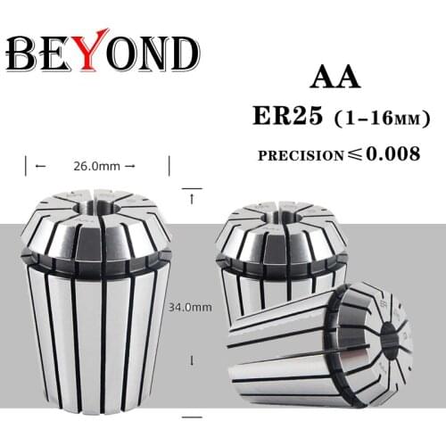 BEYOND Spring Collet Chuck 1Pcs AA ER ER25 1-16mm High Precision Elastic Collet 0.008 For CNC Lathe Engraving Milling Machine