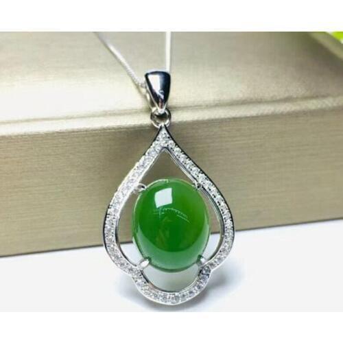 Natural Jasper Pendant 925 Silver Inlaid Necklace Charm Women Silver Jewelry