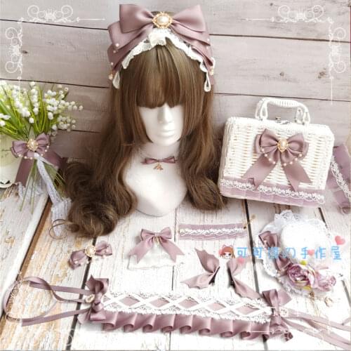 Dream whale island small things lolita hair band rattan box bow hairpin hair accessories gorgeous KC flat hat lace hand sleeves