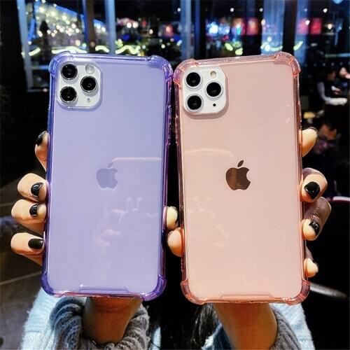 Transparent Shockproof Case for iPhone 11 Pro Max XS XR X 6S 7 8 Plus SE 2020 Anti-knock Bumper Phone Shell Soft TPU Back Cover