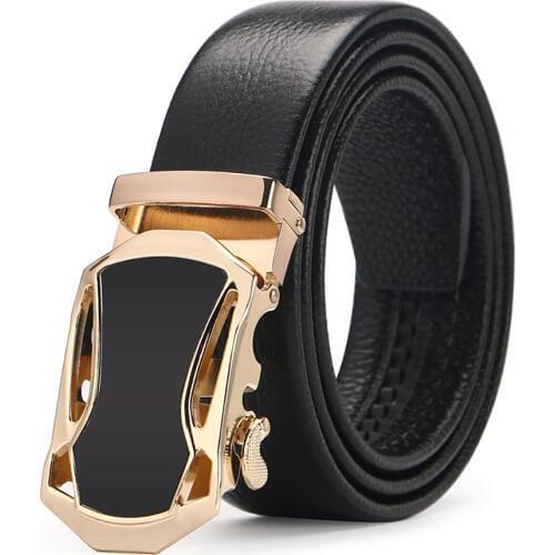 2018 New Arrival Belt Men Top Quality Genuine Luxury Leather Belts for Men Strap Male Metal Gold Automatic Buckle Big Size
