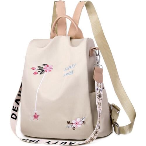 Fashion Backpack Women Shoulder Bags Large Capacity Flower Embroidered Backpack School Bags for Teenage Girls Light Rucksack