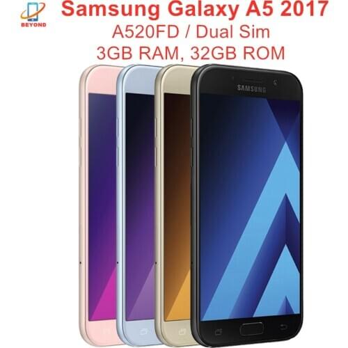 Samsung Galaxy A5 2017 Dual Sim A520FD RAM 3GB ROM 32GB Mobile Phone Octa Core 5.2" 16MP&16MP Exynos NFC Fingerprint Cell Phone