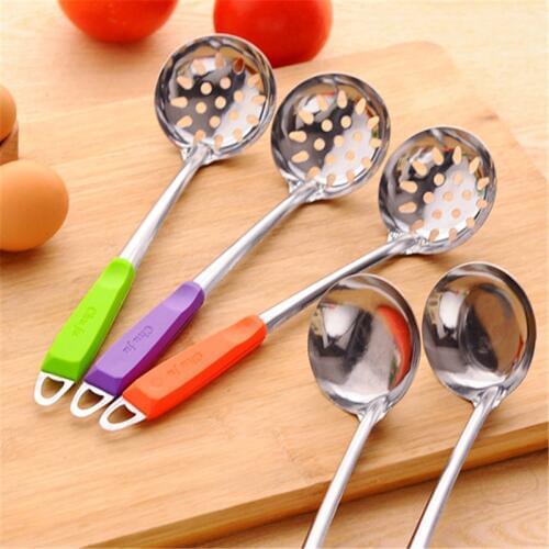 Candy Color Stainless Steel Skimmer Strainer Soup Spoon Soup Ladle Kitchen Dessert Colander Soup Spoon Cooking Tools Dinnerware