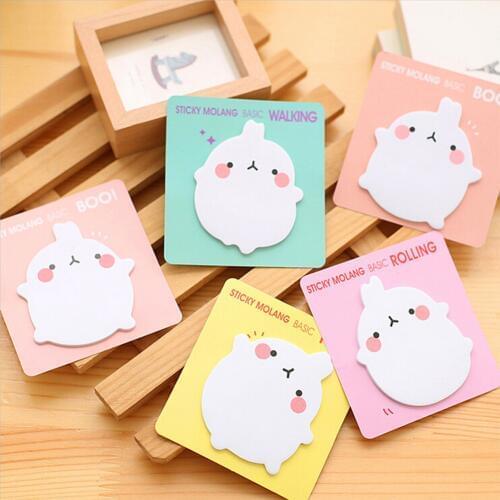 Cute Molang Rabbit Self-Adhesive Memo Pad Sticky Notes Sticker Label Escolar Papelaria School Office Supply