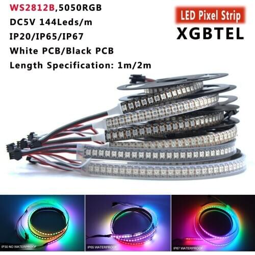 5V WS2812B RGB LED Strip SMD5050 1m 2m Full Color Pixel Waterproof Lights 144 LEDs / M waterproof ip67 water for outdoor use